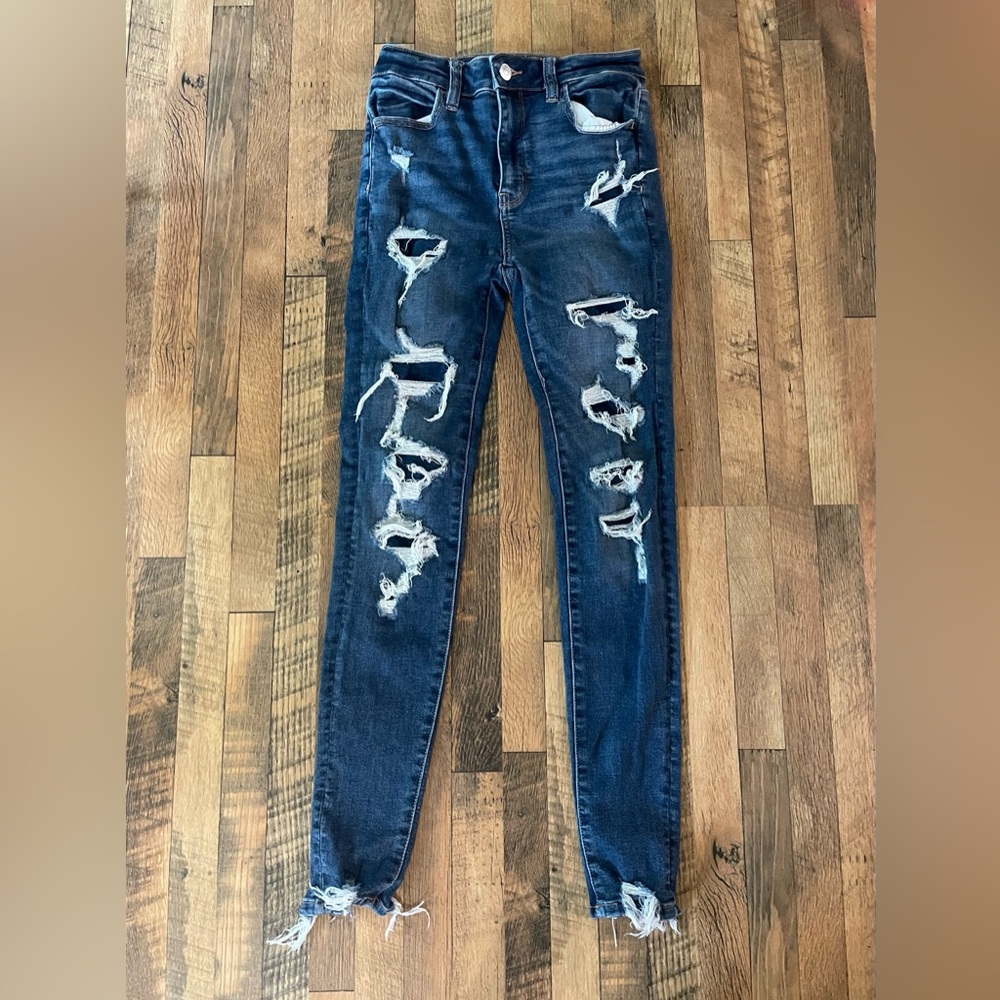 American Eagle Super High Rise Dream Patched Cropped‎ Jegging 0 Short
